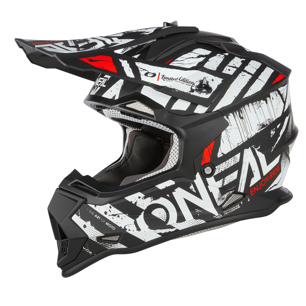 black white motorcycle helmet O'Neal 2 SRS Glitch Black / White Helmet XL