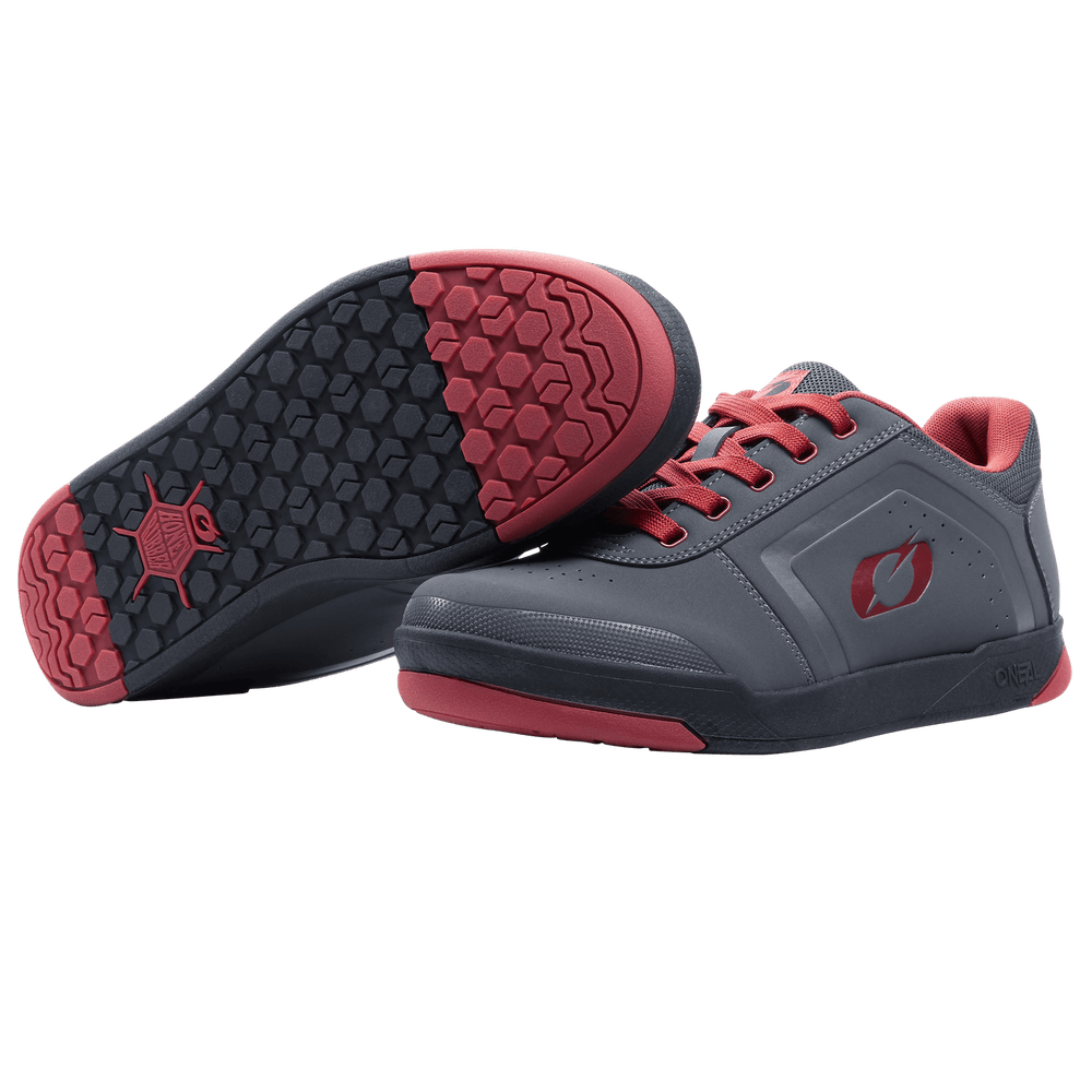 O'Neal Pinned Flat Pedal Shoe Gray/Red - Motor Psycho Sport