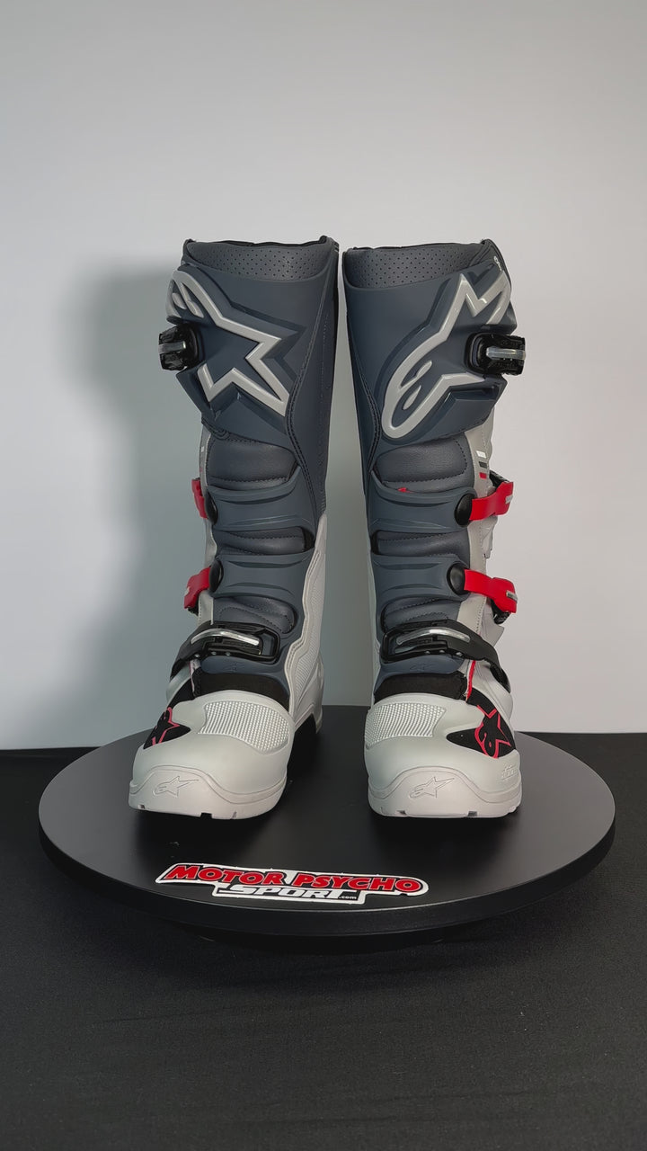Alpinestars Tech 7 Enduro Boots - Light Gray/Dark Gray/Bright Red - CLOSEOUT