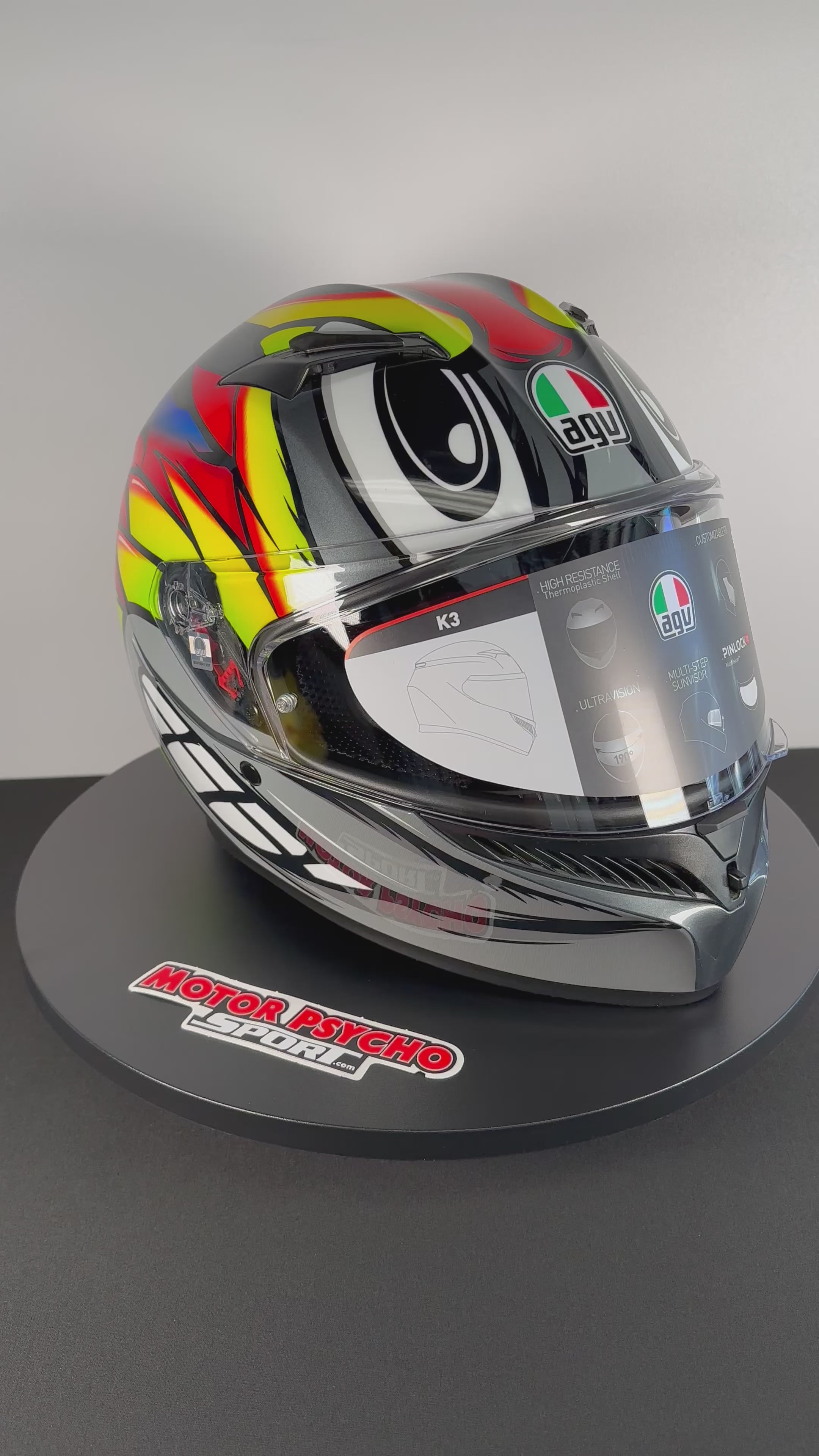 AGV K3 Helmet - Birdy 2.0 Gray/Yellow/Red – Motor Psycho Sport