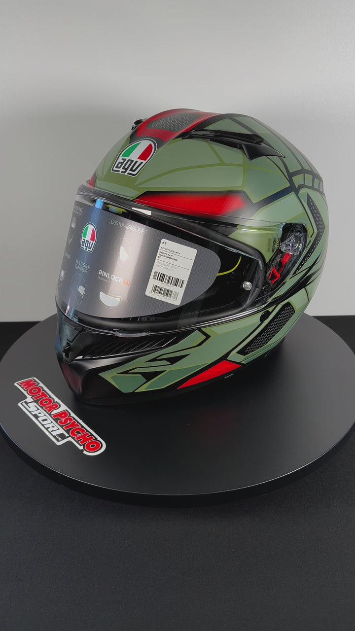 AGV K3 Helmet - Decept Matte Black/Green/Red - Size Medium - OPEN BOX