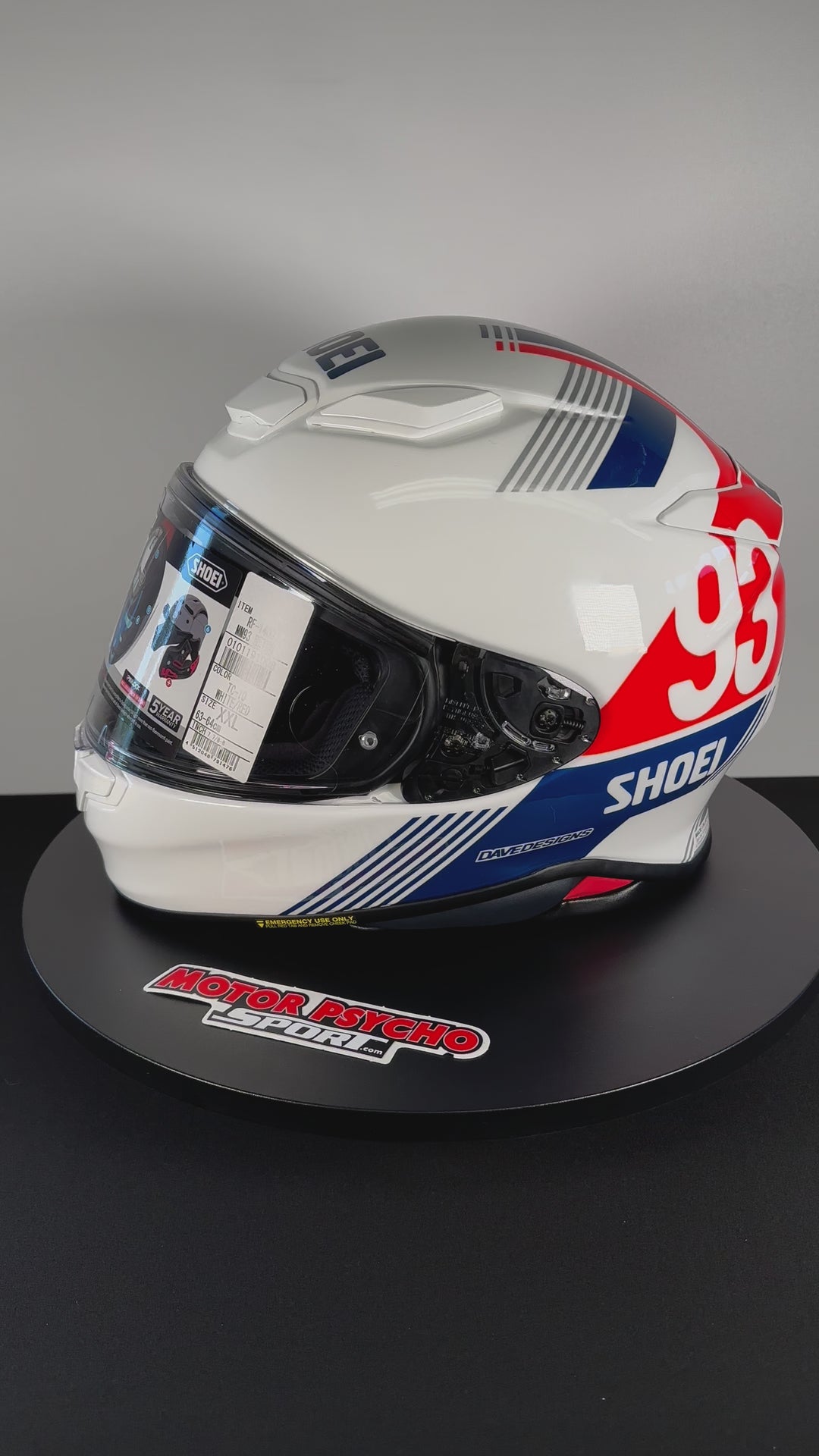 Shoei RF-1400 MM93 Retro Helmet - TC-10 White/Red/Blue - Size 2XL - OPEN BOX
