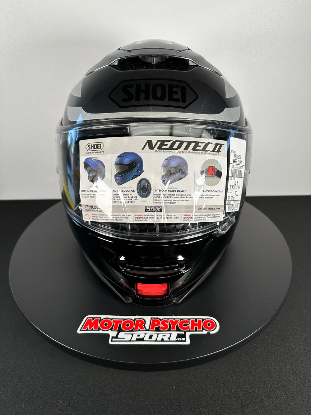 Shoei Neotec II MM93 Collection 2-Way Modular Helmet - TC-5 Black/Gray/Silver - Size XL - OPEN BOX - Motor Psycho Sport