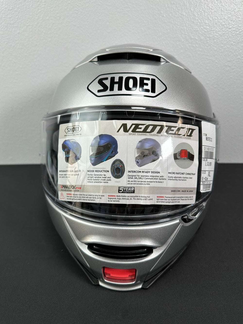 Shoei Neotec II Modular Helmet - Silver - Size XL - USED / OPEN 