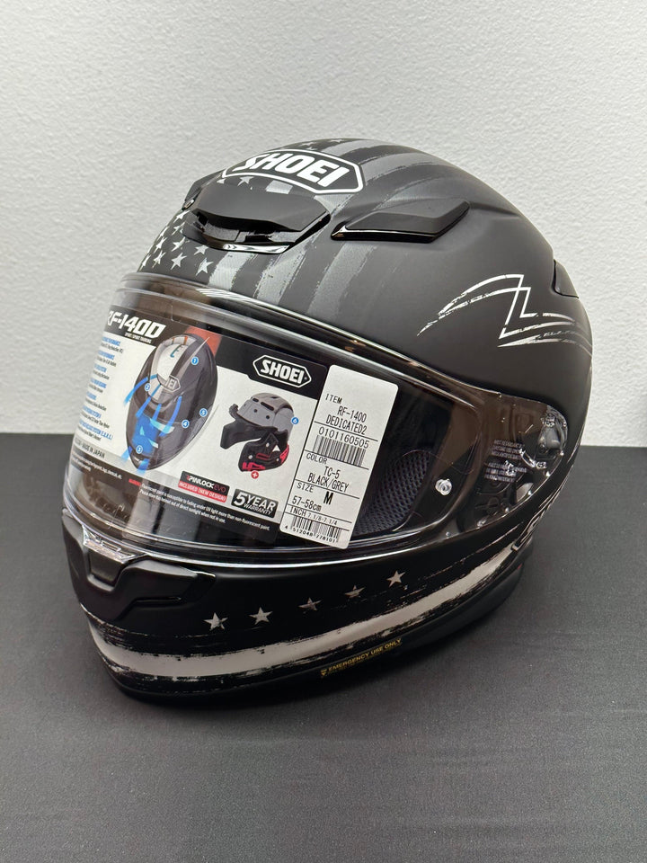 Shoei RF-1400 Dedicated 2 Helmet Matte TC-5 Black/White - Size Medium - OPEN BOX - Motor Psycho Sport