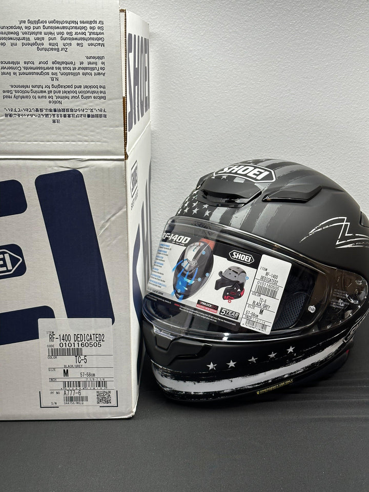 Shoei RF-1400 Dedicated 2 Helmet Matte TC-5 Black/White - Size Medium - OPEN BOX - Motor Psycho Sport