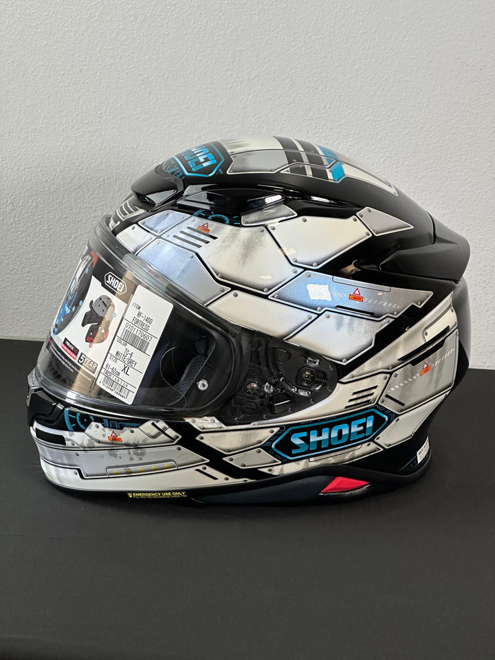 Shoei RF-1400 Fortress Helmet - TC-6 White/Gray - Size XL - OPEN BOX - Motor Psycho Sport