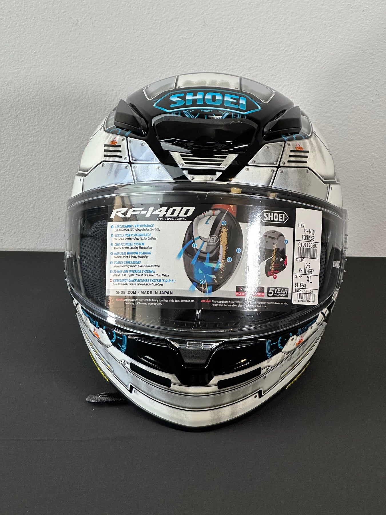 shoei rf 1400 fortress Shoei RF-1400 Fortress Helmet - TC-6 White/Gray - Size XL
