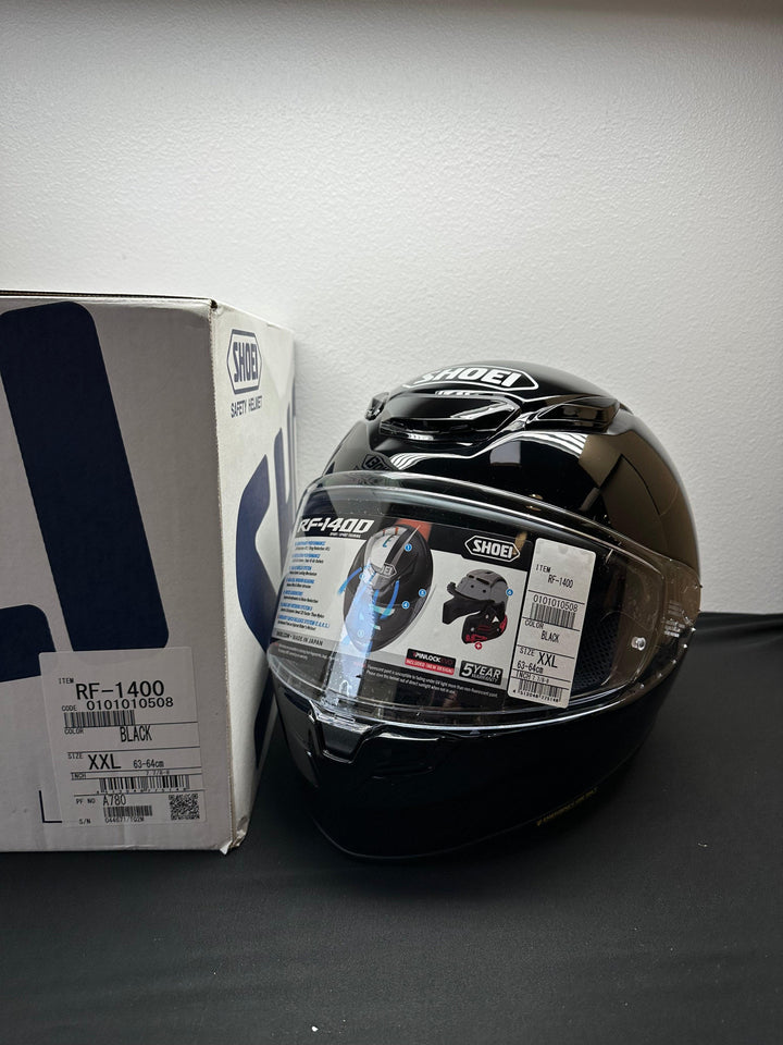 Shoei RF-1400 Helmet - Gloss Black - Size 2XL - OPEN BOX - Motor Psycho Sport