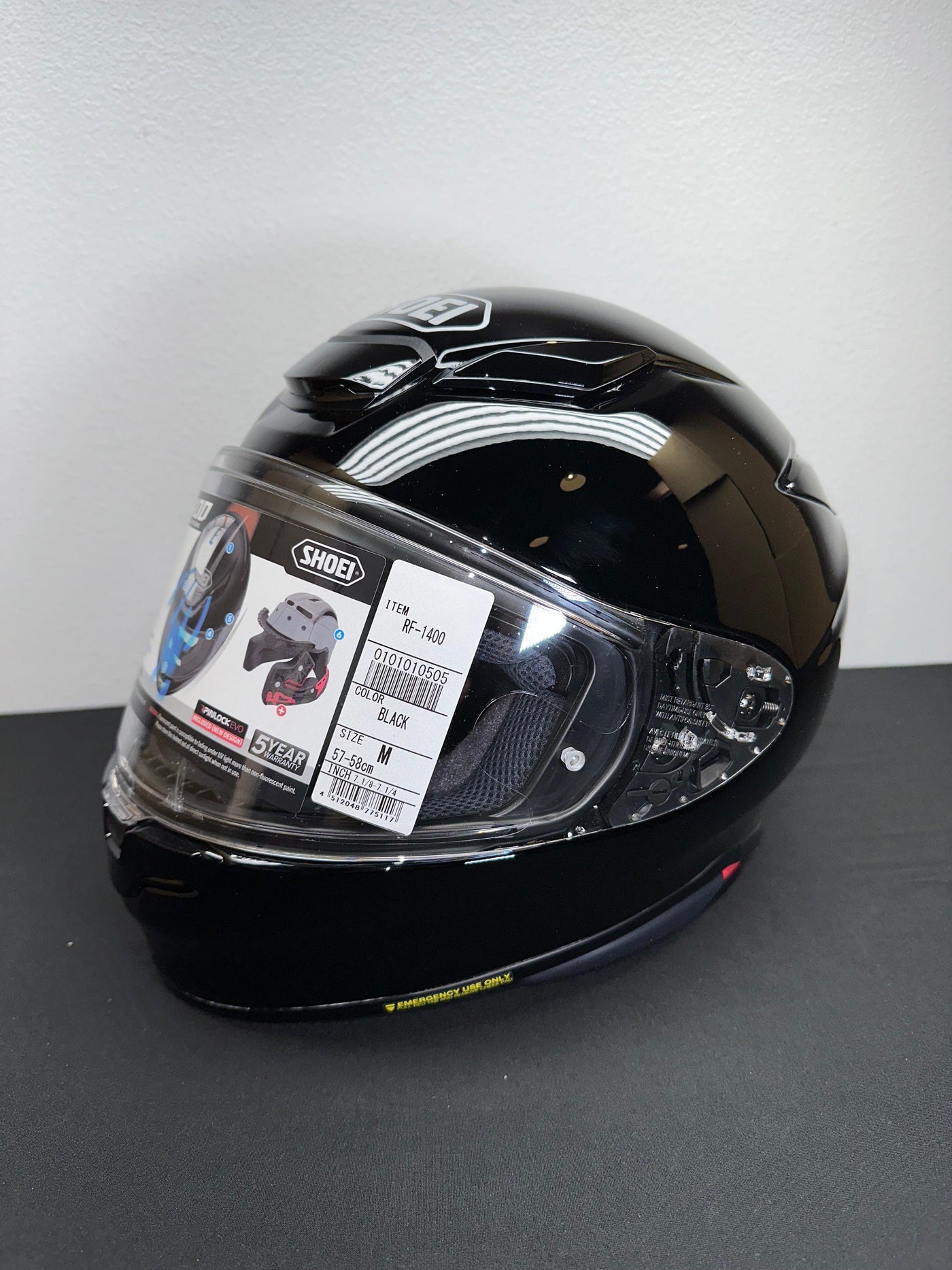 Shoei RF-1400 Helmet - Gloss Black Size MD - OPEN BOX - Motor Psycho Sport