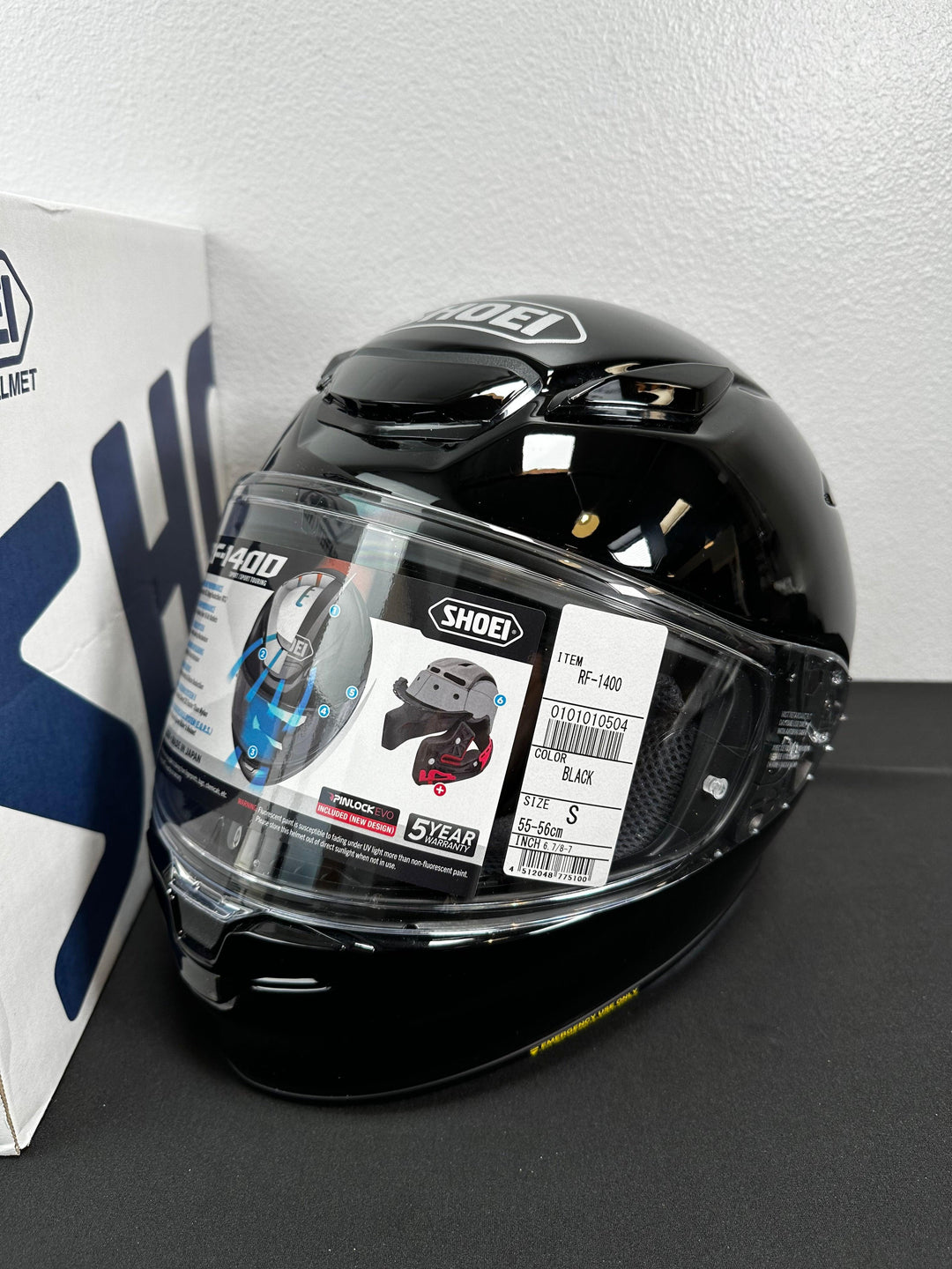 Shoei RF-1400 Helmet - Gloss Black - Size Small - OPEN BOX - Motor Psycho Sport