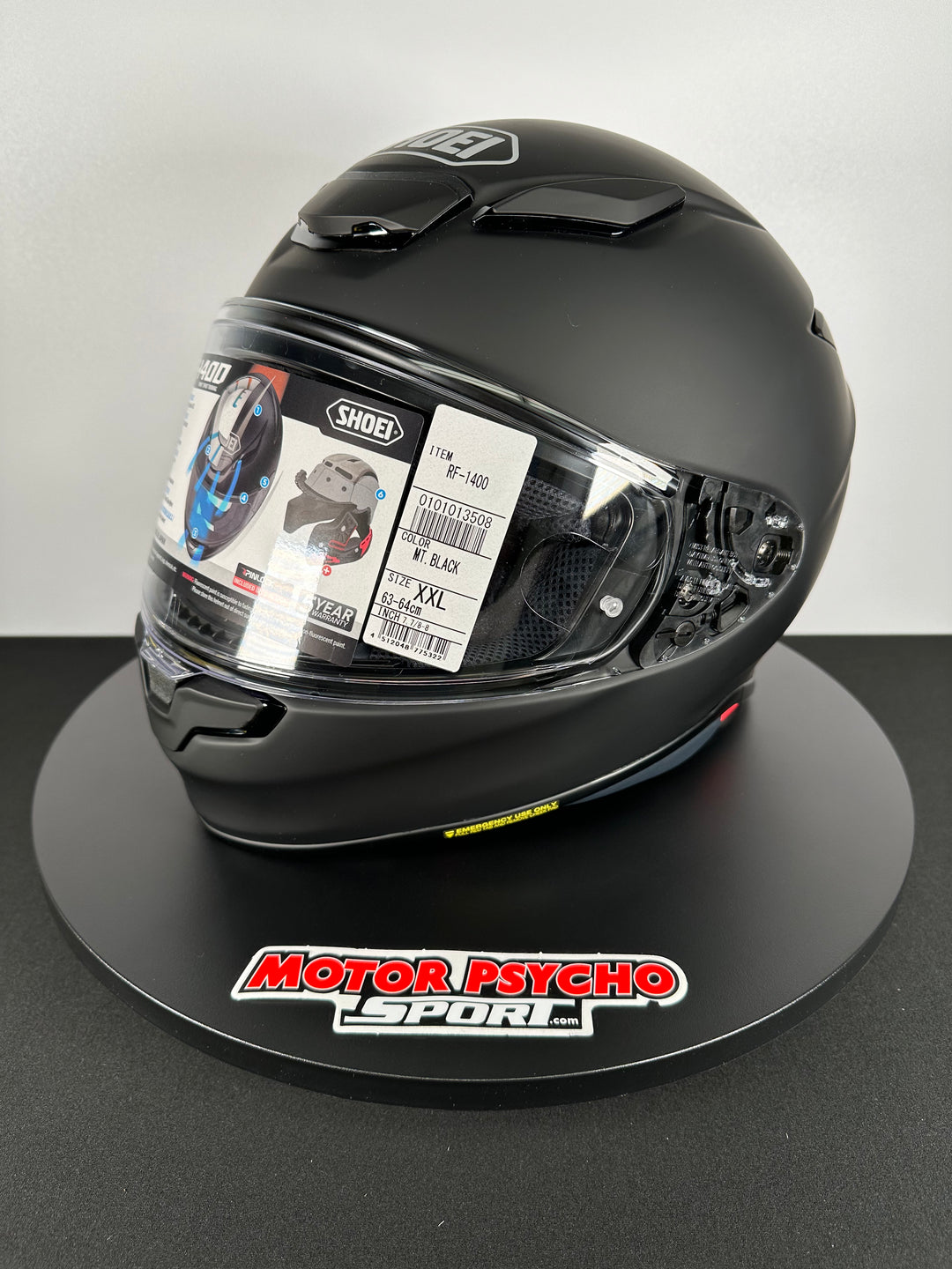 Shoei RF-1400 Helmet - Matte Black - Size 2XL - OPEN BOX - Motor Psycho Sport