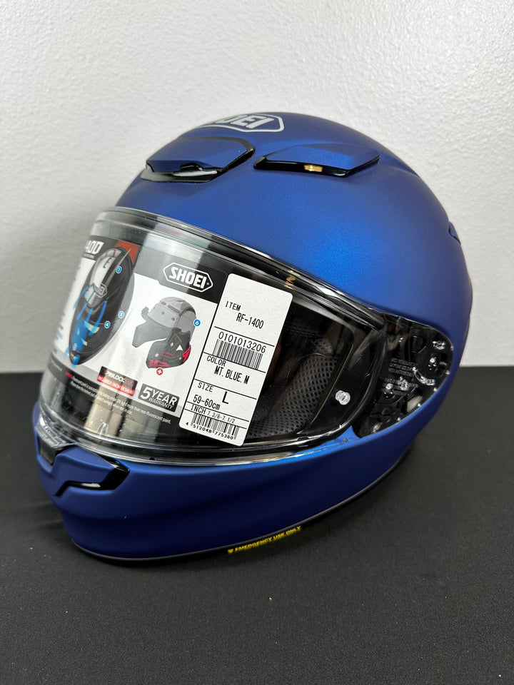 Shoei RF-1400 Helmet - Matte Blue - Size Large - OPEN BOX - Motor Psycho Sport