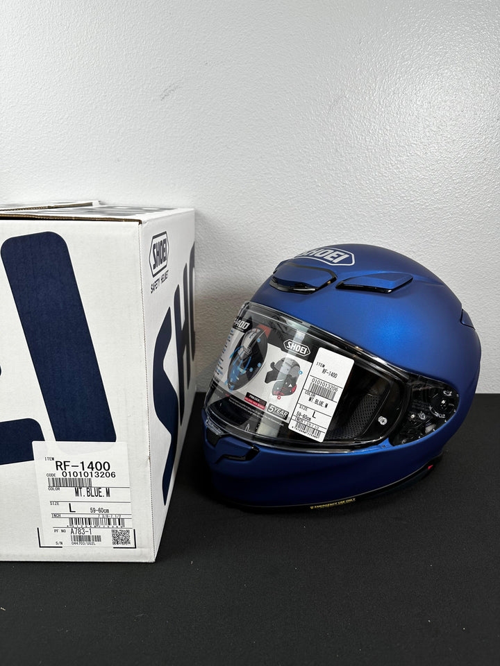 Shoei RF-1400 Helmet - Matte Blue - Size Large - OPEN BOX - Motor Psycho Sport