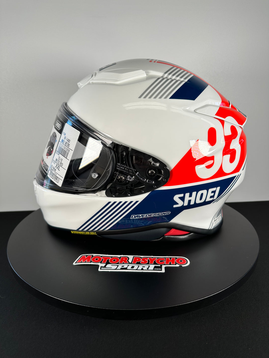 Shoei RF-1400 MM93 Retro Helmet - TC-10 White/Red/Blue - Size 2XL - OPEN BOX - Motor Psycho Sport