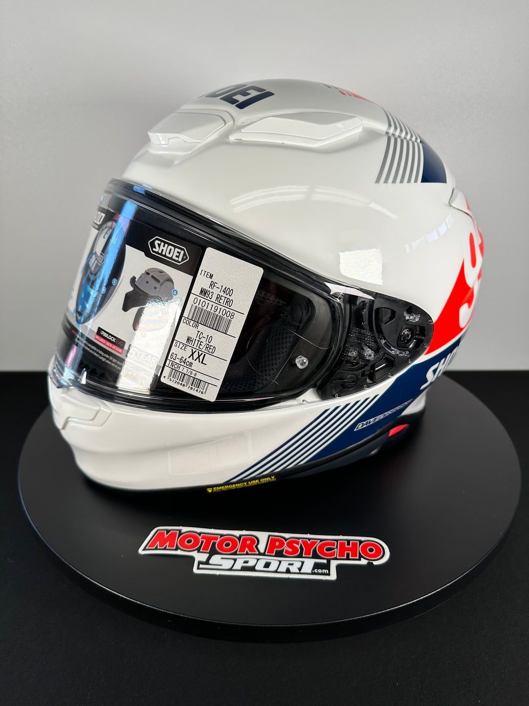 Shoei RF-1400 MM93 Retro Helmet - TC-10 White/Red/Blue - Size 2XL - OPEN BOX - Motor Psycho Sport