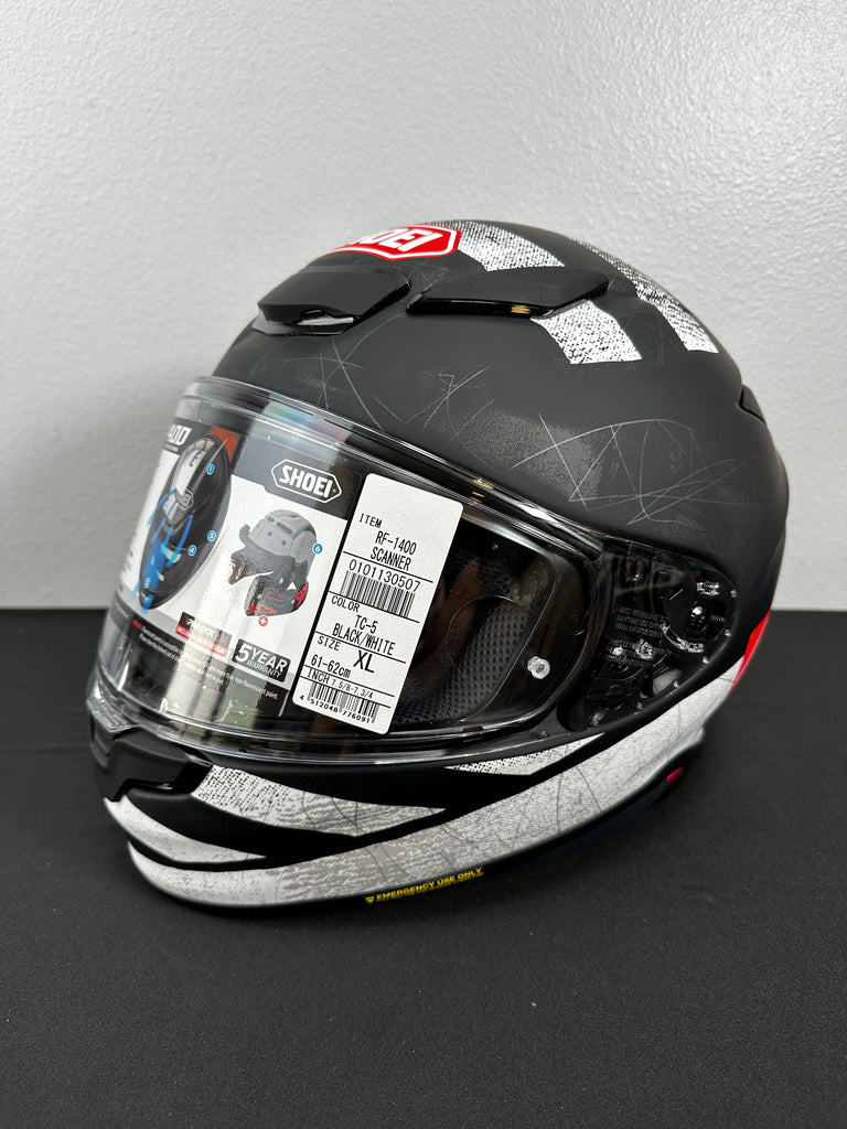 Shoei RF-1400 Scanner Helmet - TC-5 Matte Black/White - Size XL
