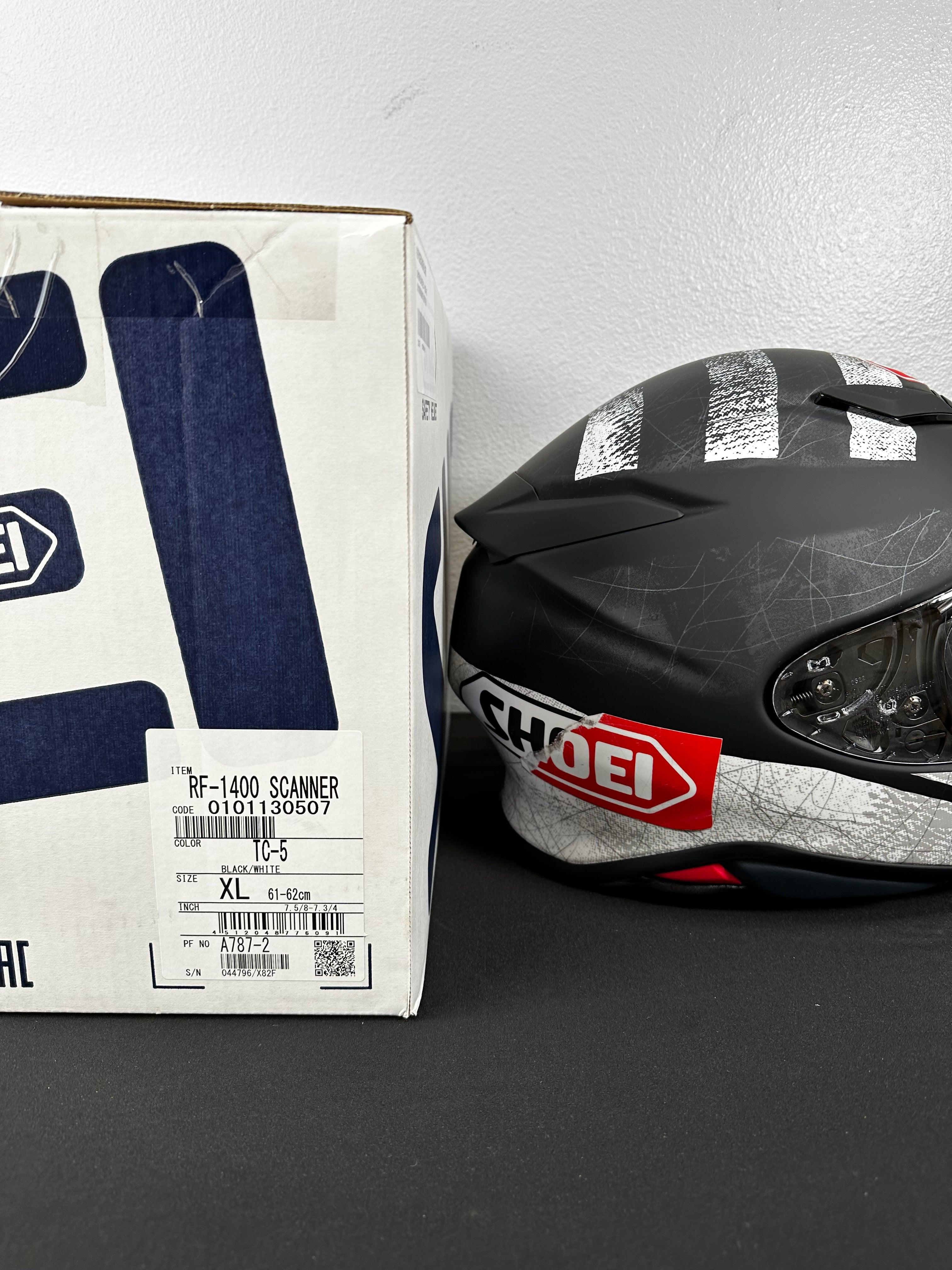 Shoei RF-1400 Scanner Helmet - TC-5 Matte Black/White - Size XL