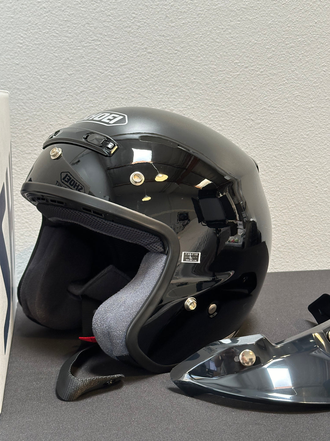 Shoei RJ Platinum-R Open-Face Helmet - Black Size Large OPEN BOX - Motor Psycho Sport