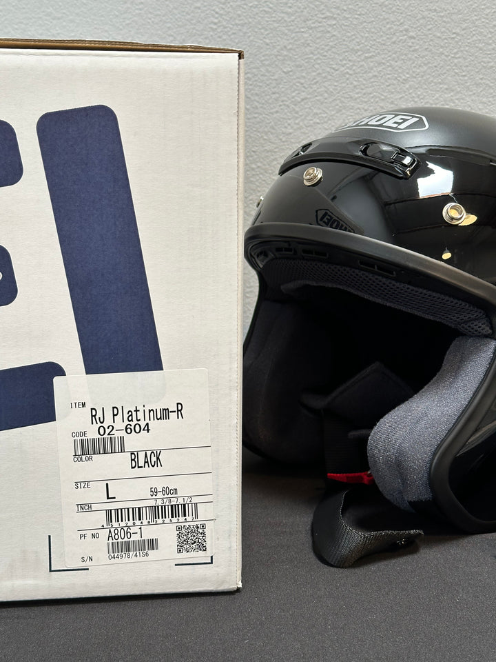 Shoei RJ Platinum-R Open-Face Helmet - Black Size Large OPEN BOX - Motor Psycho Sport