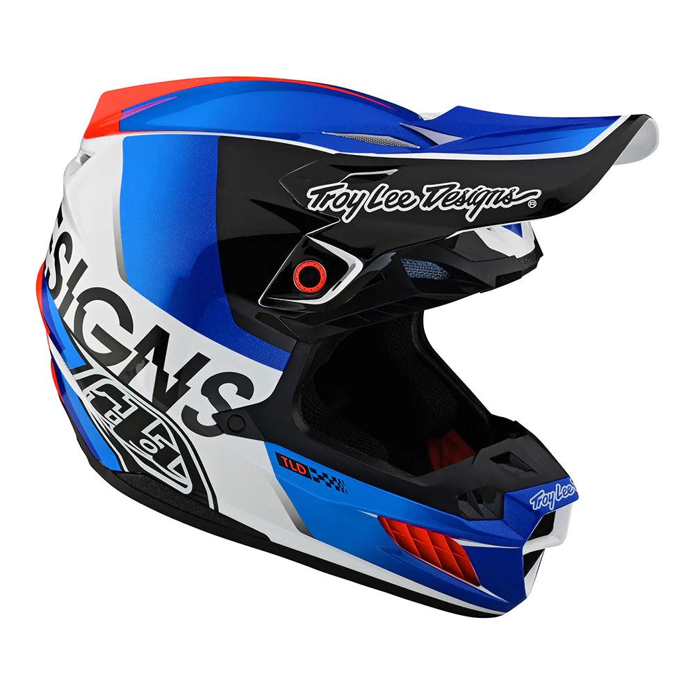 Troy Lee Designs SE5 Composite Helmet W/MIPS Qualifier White / Blue - Motor Psycho Sport
